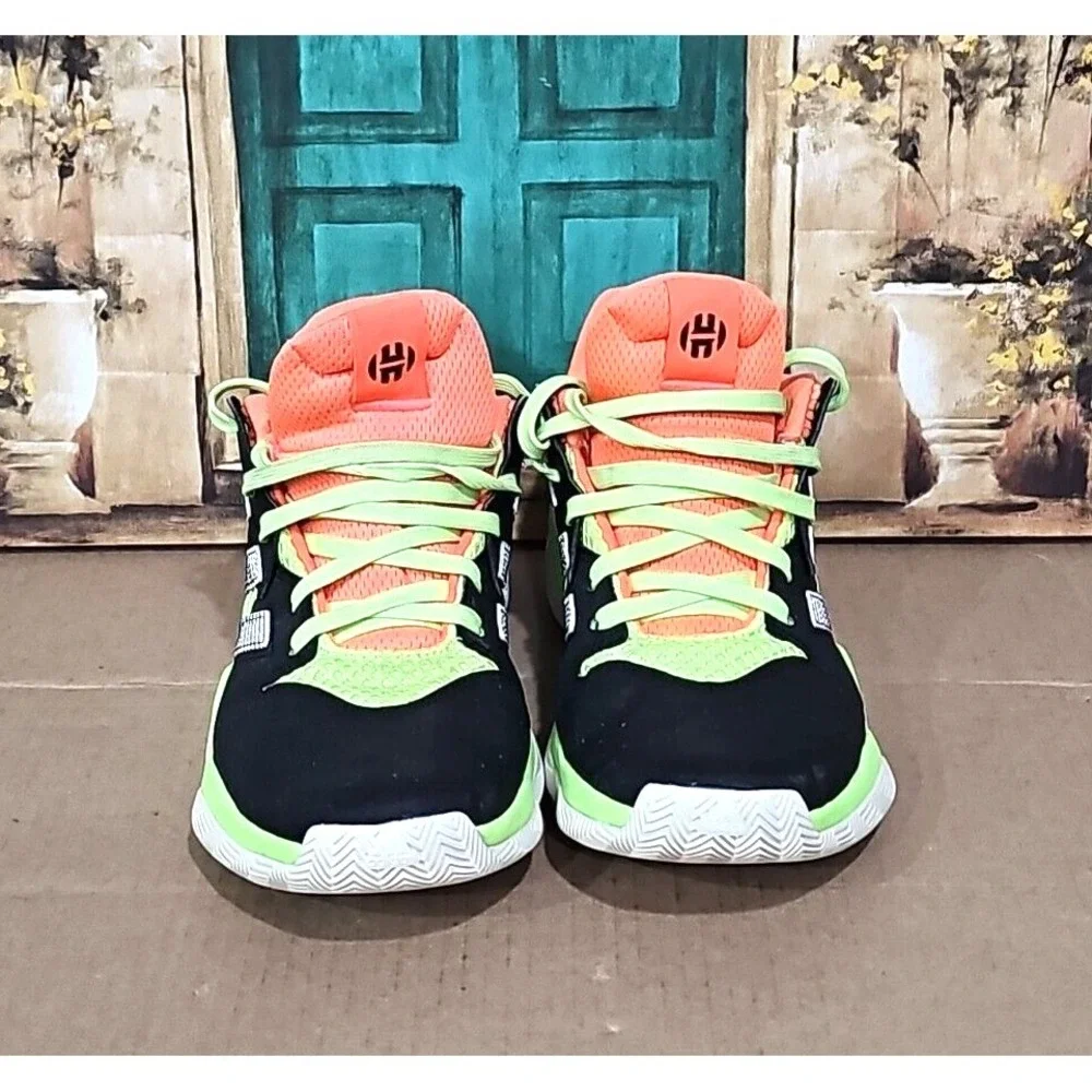 Adidas Harden Stepback J Black/Neon Green/Orange Men's Size 7 Basketball Shoes